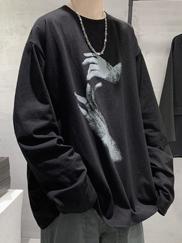 Men's Hand Print Loose Sweatshirt-1