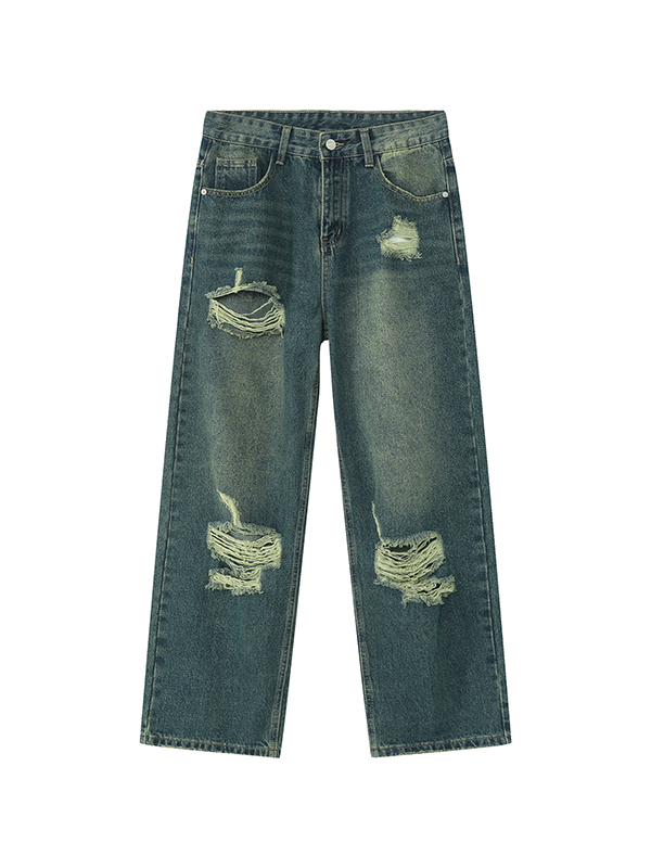 Men's Vintage Ripped  Loose Jean-3