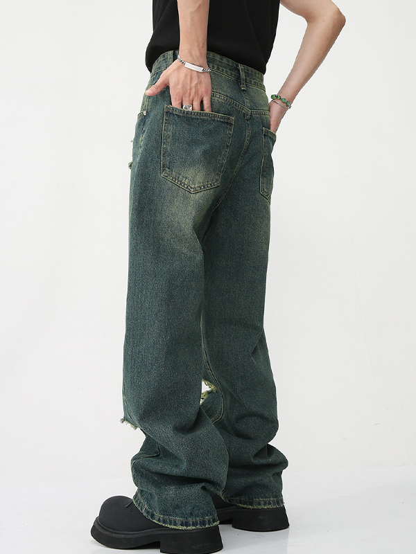 Men's Vintage Ripped  Loose Jean-1