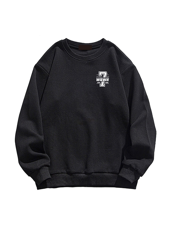 Men's Vintage Number Letter Fleece Long Sleeve Tee-2