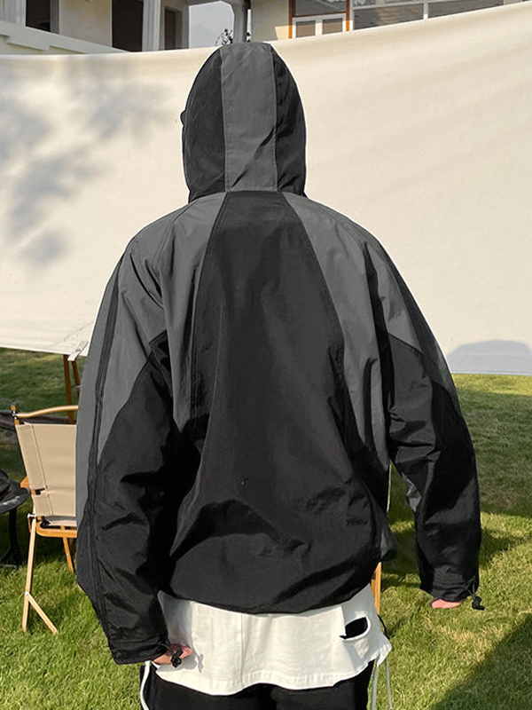 Men's Gorpcore Splice Hooded Piping Detail Jacket-1