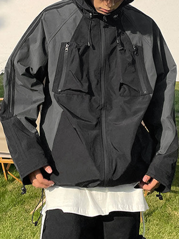 Men's Gorpcore Splice Hooded Piping Detail Jacket-2