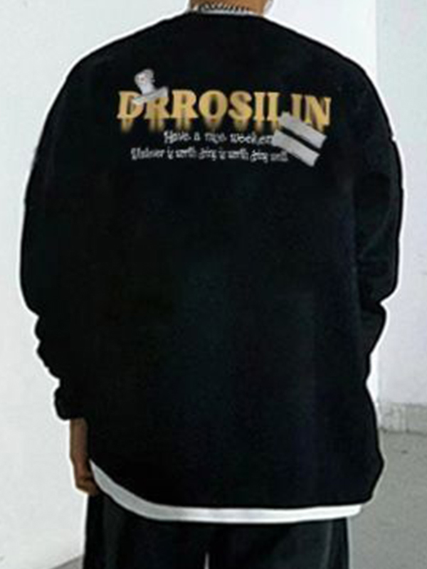 Men's Street Portrait Print Pullover Sweatshirt-1