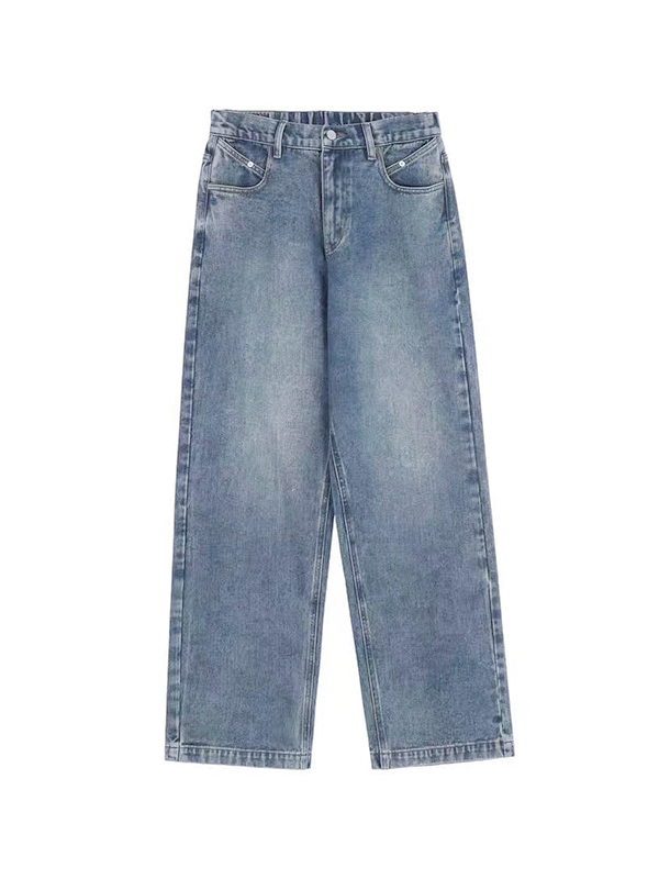 Vintage Blue Wide Leg Boyfriend Jeans-3