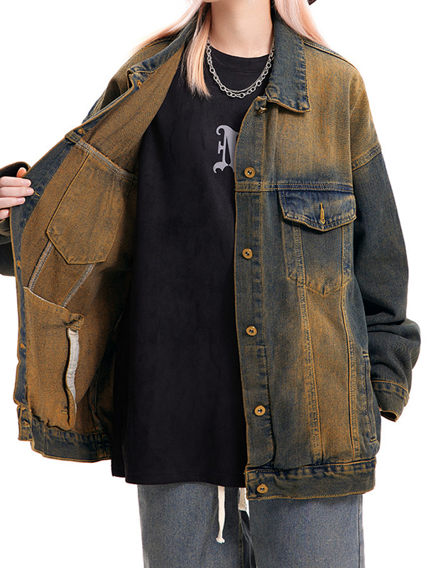 Ombre Washed Loose Denim Jacket-2