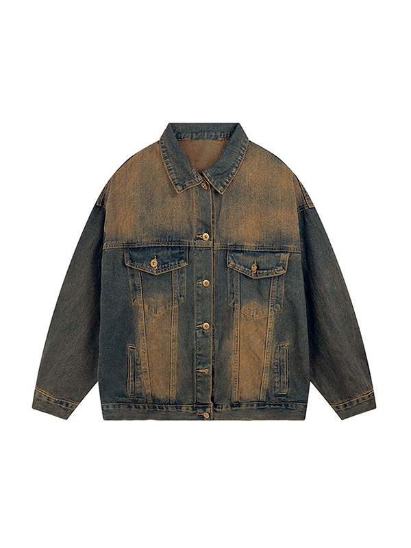 Ombre Washed Loose Denim Jacket-4
