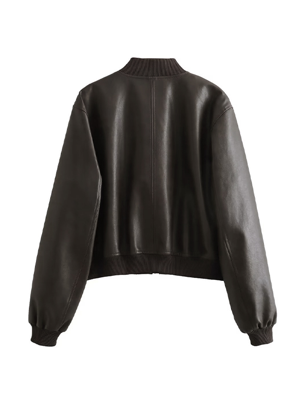 Vintage Leather Bomber Jacket-3