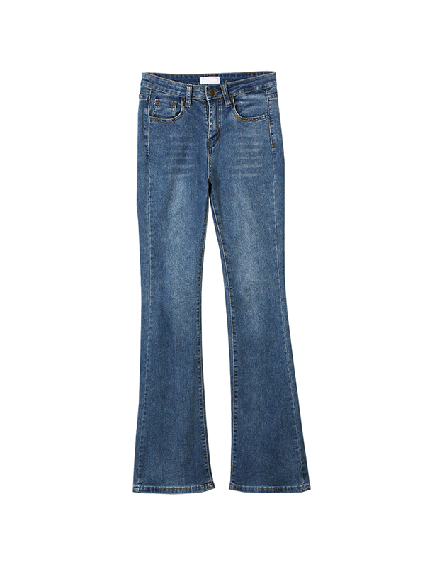 Vintage Blue Wash High Rise Slim Flare Jeans-5