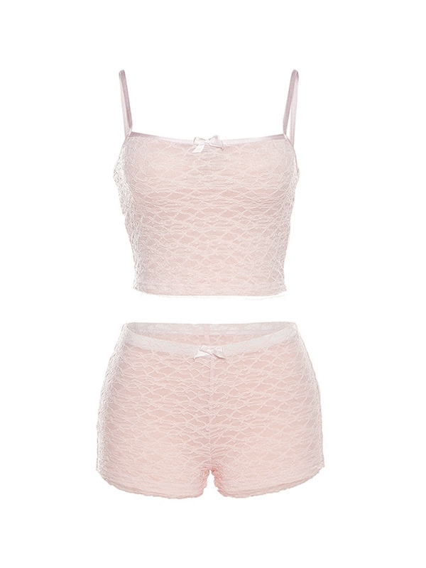 Lace Cami Top&High Rise Shorts Set-2