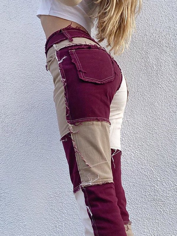 Pastel Patchwork Denim Boyfriend Jeans-6
