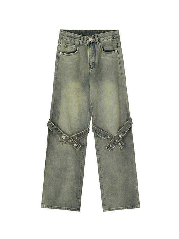 Men's Button Tab Loose Cargo Jeans-5
