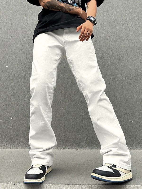 Men's Metal Embellish Straight Leg Jeans-2