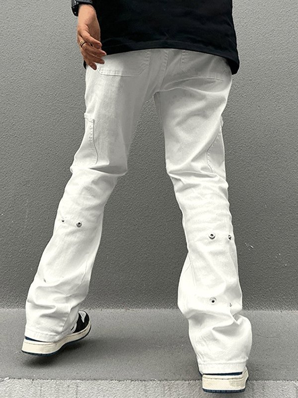 Men's Metal Embellish Straight Leg Jeans-4