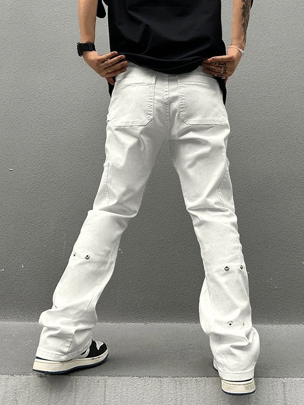 Men's Metal Embellish Straight Leg Jeans-1