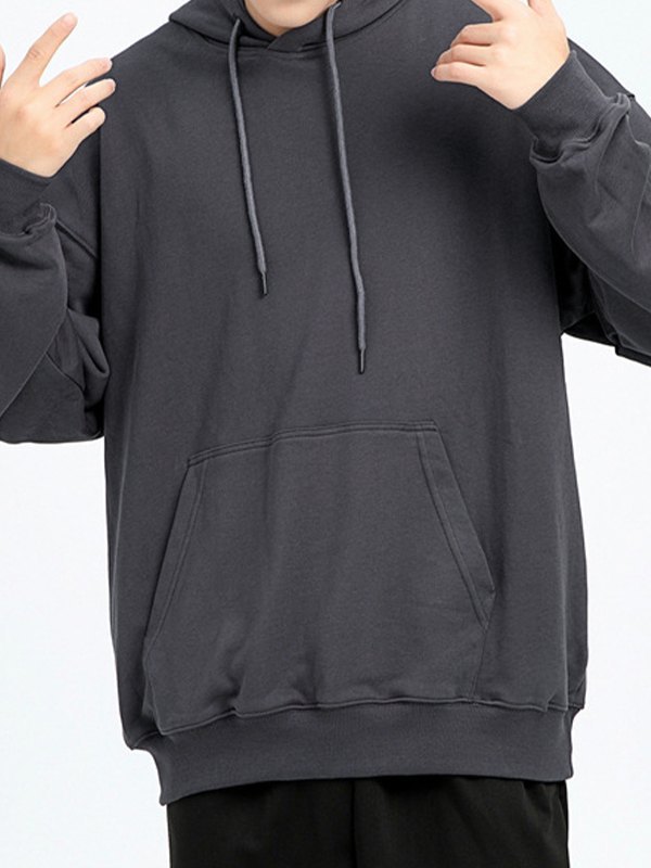 Men's Solid Color Pullover Hoodie-1