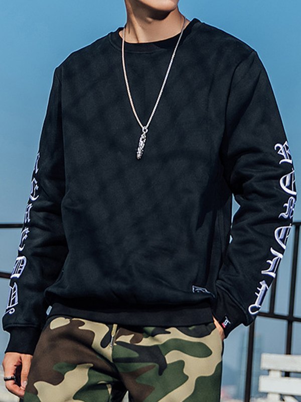 Men's Letter Embroidered Pullover Sweatshirt-1