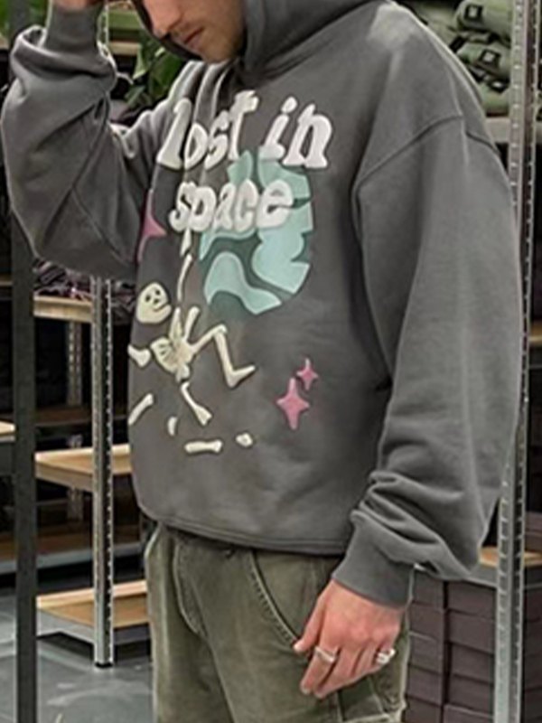 Men's Graffiti Skull Graphic Pullover Hoodie-1