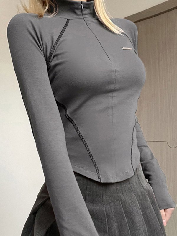 Stitch Detail Long Sleeve Top-2