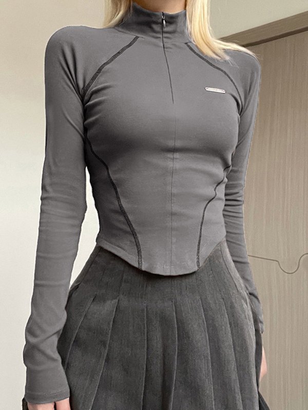 Stitch Detail Long Sleeve Top-3