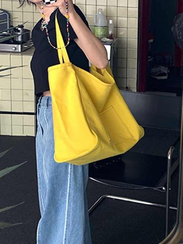 Solid Color Casual Shoulder Bag-1