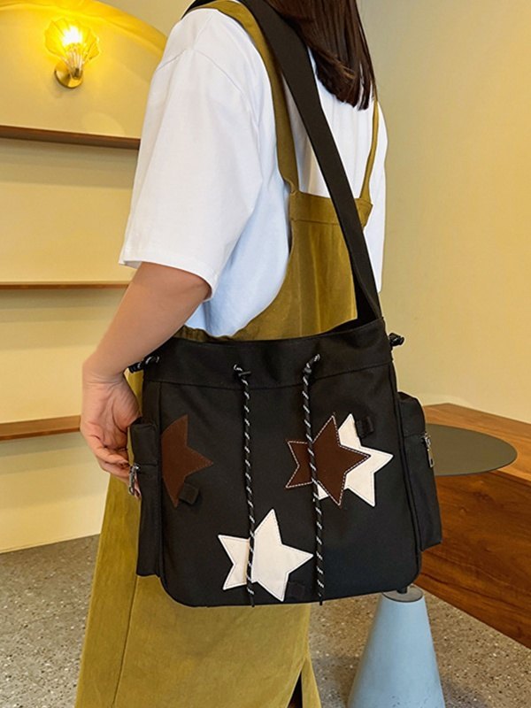 Contrasting Star Print Canvas Bag-1