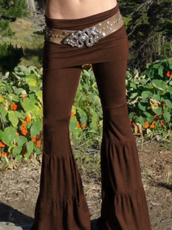 Multi Layered Splice Flare Leg Pants-1