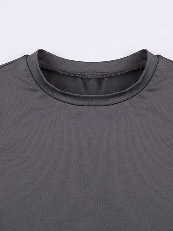 Solid Crew Neck Short Sleeve Tee-4