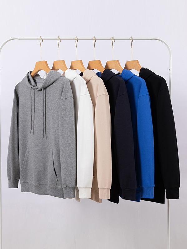 Men’s Solid Color Twill Crew Neck Oversized Hoodie-4