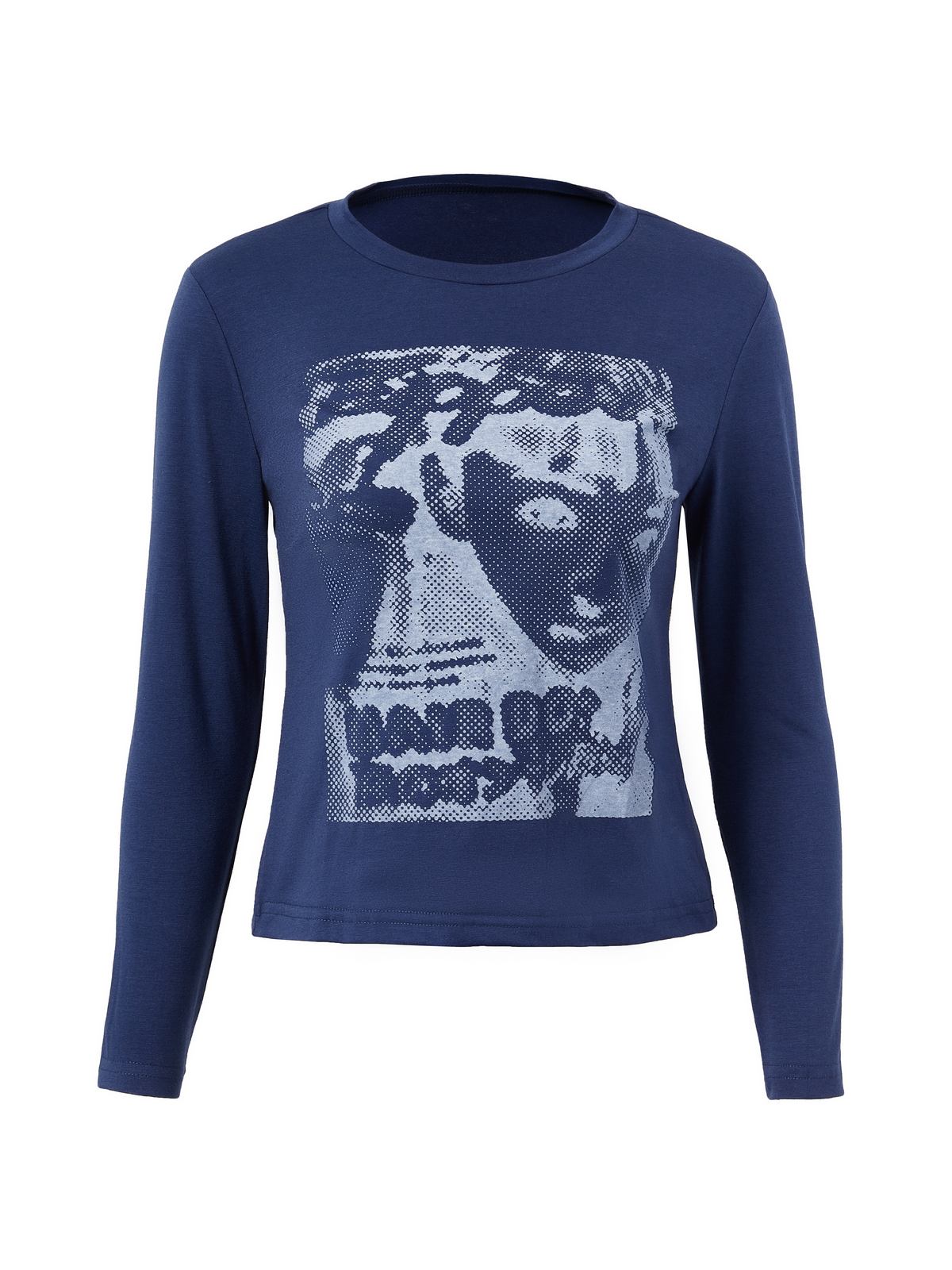 Pixel Face Print Long Sleeve Tee-4