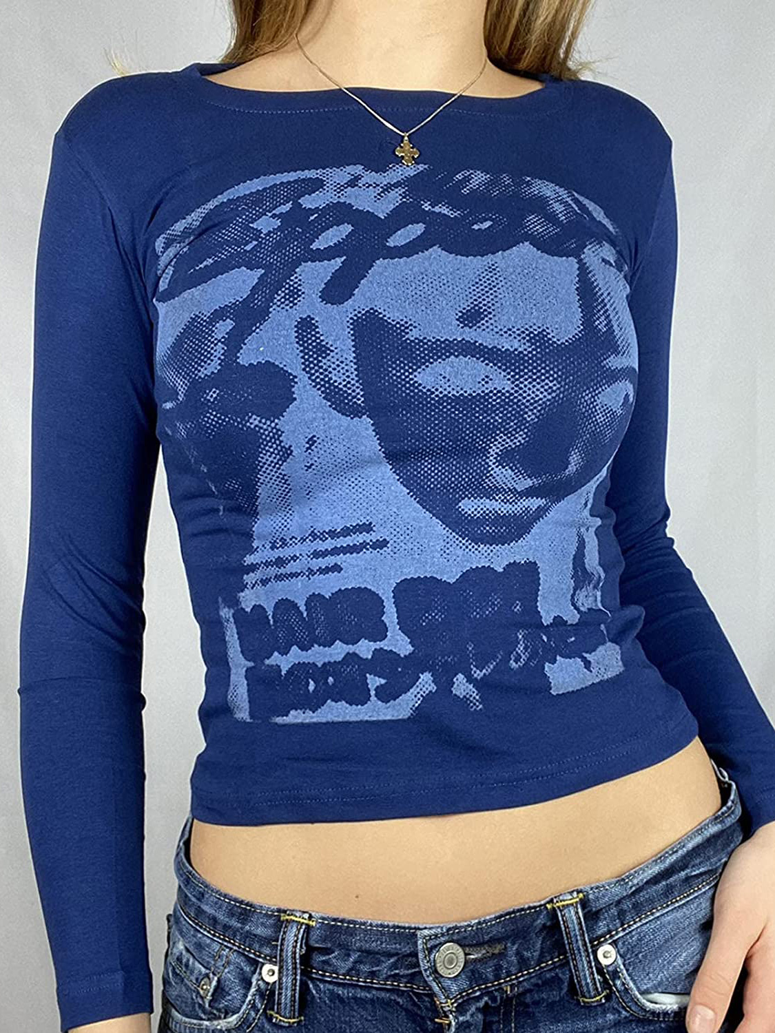 Pixel Face Print Long Sleeve Tee-3