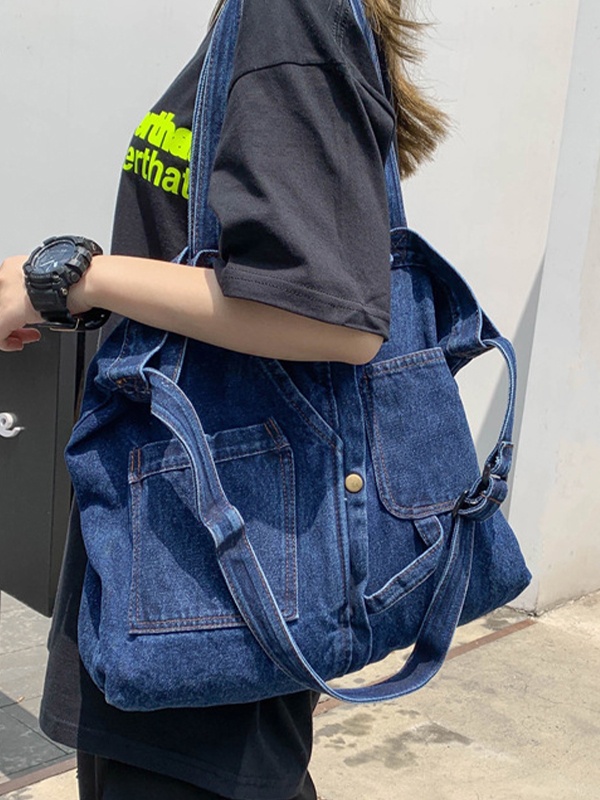 Vintage Denim Large Shopper Bag-4
