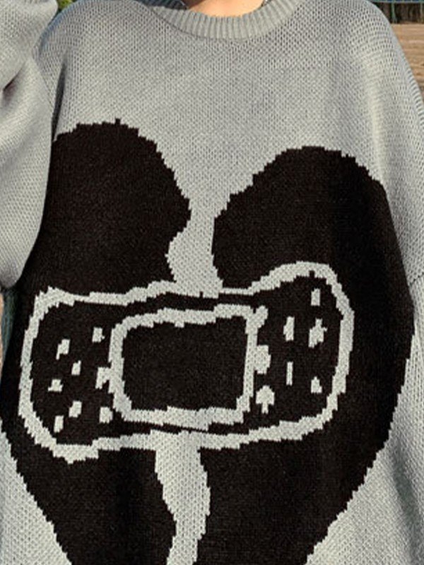 Men's Heart Jacquard Pullover Sweater-3