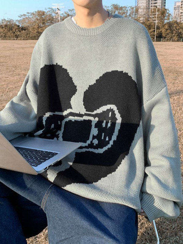Men's Heart Jacquard Pullover Sweater-2