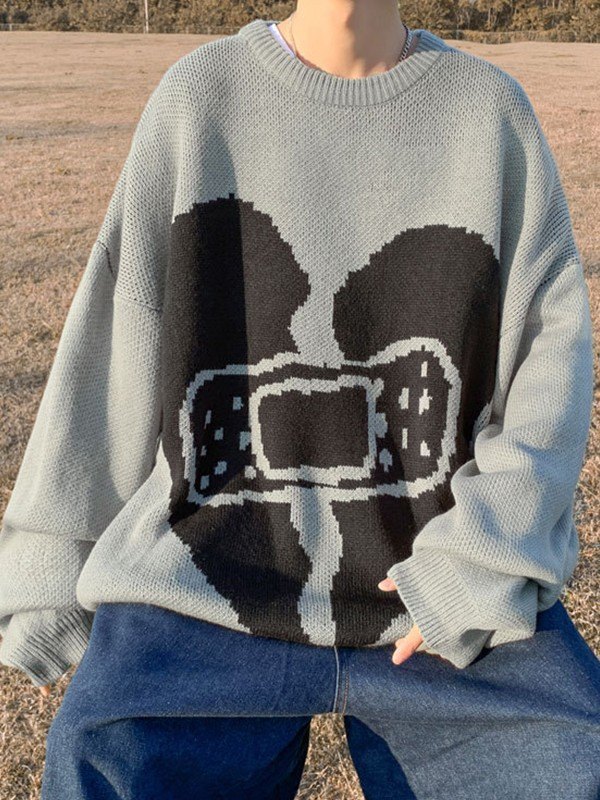Men's Heart Jacquard Pullover Sweater-1