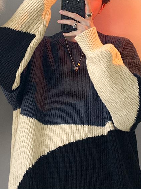 Men's Color Block Pullover Sweater-2