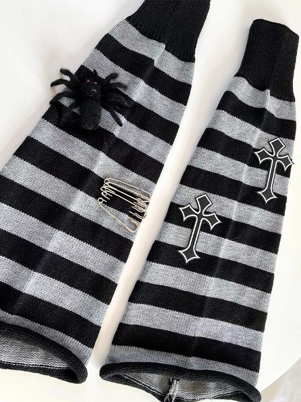 Punk Cross Striped Leg Warmer-1