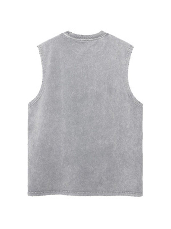 Men's Vintage Wash Distressed Vest-1