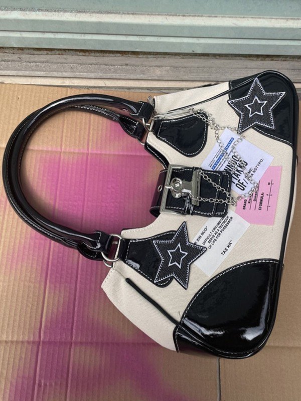 Embroidered Star Patchwork Shoulder Bag-3