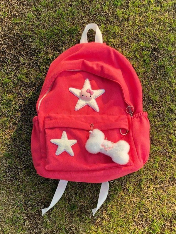 Fuzzy Bone Star Embellish Backpack-3
