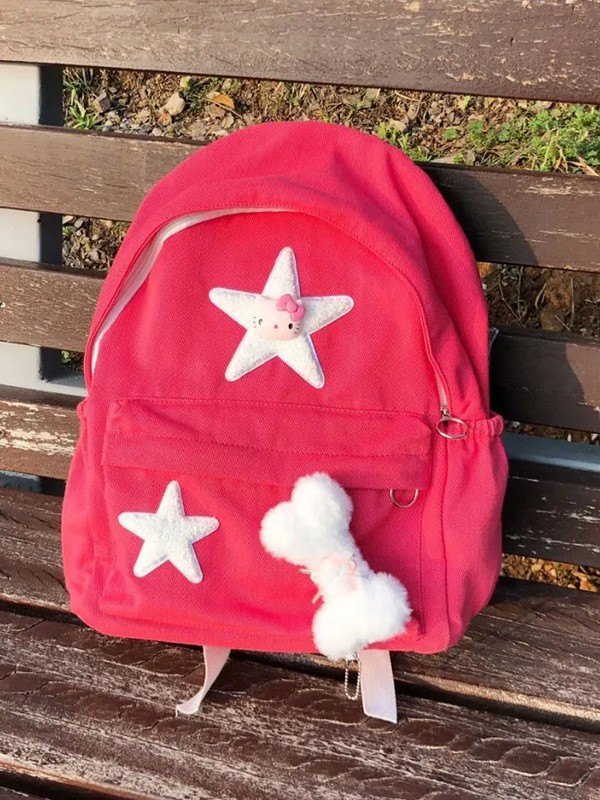Fuzzy Bone Star Embellish Backpack-1