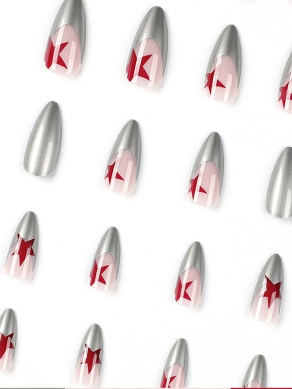 24pcs Star Pattern Press On Nails-2