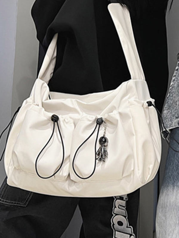 Solid Color Tooling Crossbody Bag-1