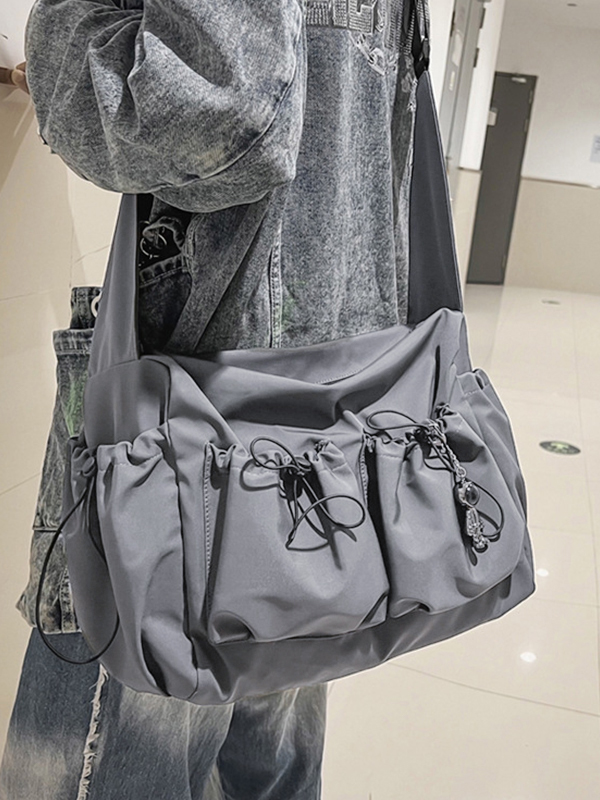 Solid Color Tooling Crossbody Bag-4