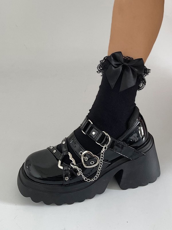 Heart Chain Platform High Heels-3