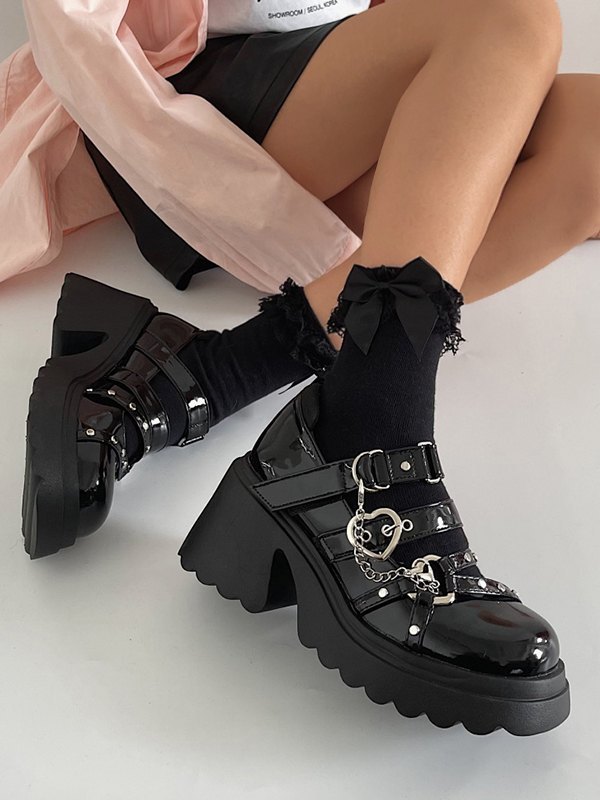 Heart Chain Platform High Heels-4