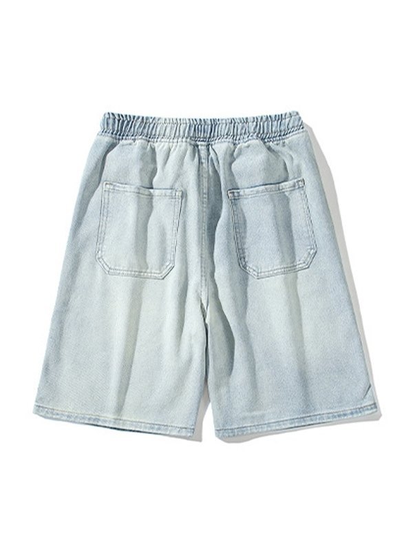 Men's Basic Wash Loose Fit Denim Shorts-5