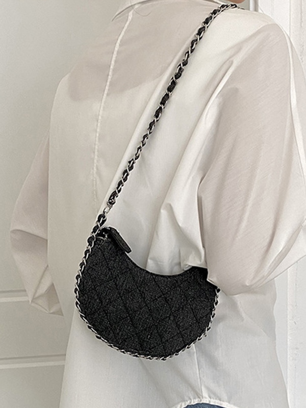 Denim Rhombus Chain Crossbody Bag-2