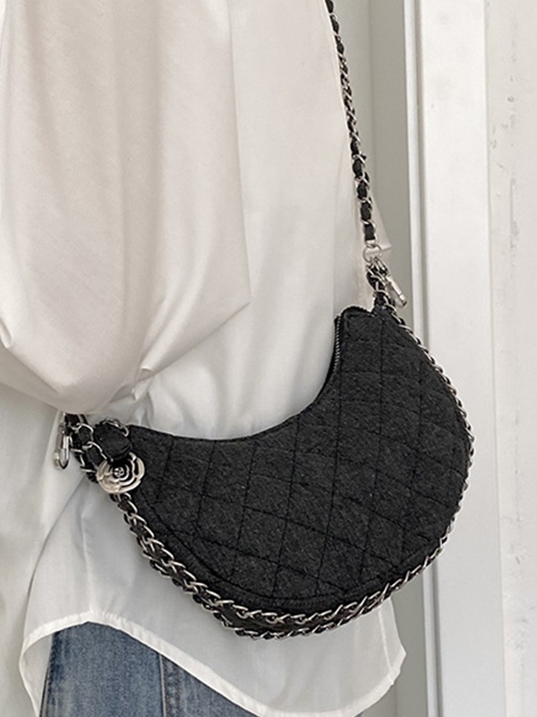 Denim Rhombus Chain Crossbody Bag-1