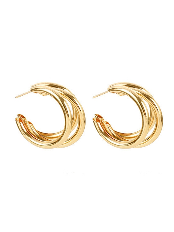 Minimalist Geometric Layered Earring-3
