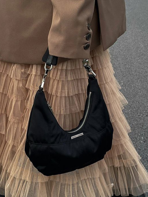 Vintage Black Velvet Shoulder Bag-1
